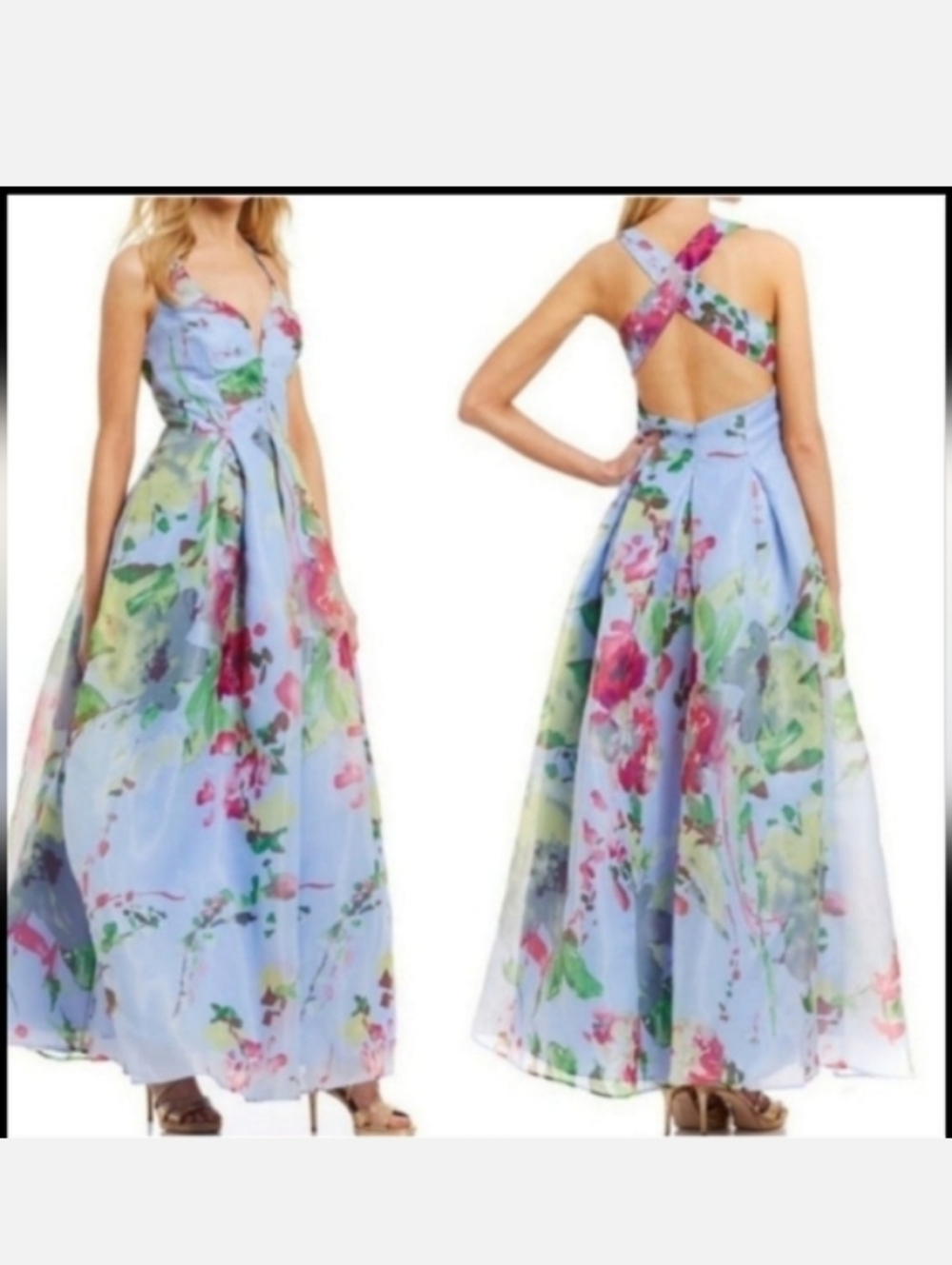 $250 NORDSTROM MARINA Floral Ball Gown WEDDING PROM PAGEANT BRIDES PERI Size 8